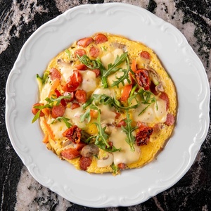 Frittata with smoked sausages