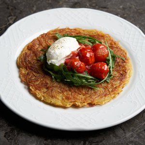 Hashbrown with tomatoes