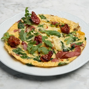 Frittata with smoked sausages